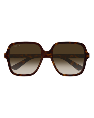 Gucci Narrow Square Sunglasses- Havana Brown