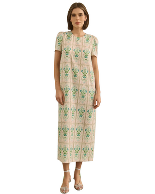 Valerie Dress- Pink Trellis