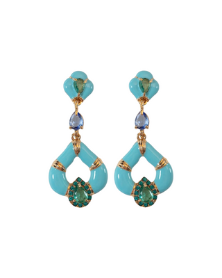 Crystal Turquoise Teardrop Earrings