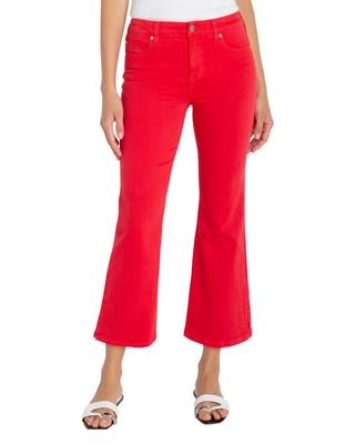 Hannah Cropped Flare w/ Slit Hem- Cherry Rose