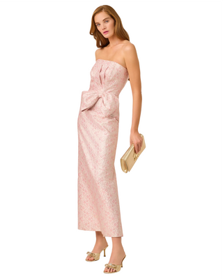 Tiernan Maxi Dress- Conch Shell Pink Risty Ditsy Metallic Brocade