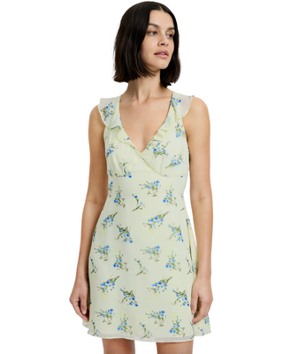 Marina Silky Fleur Mini Dress- Cucumber Crush