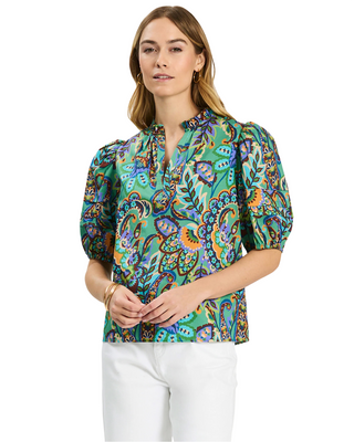 Jenna Cotton Fiesta Paisley Top- Multi