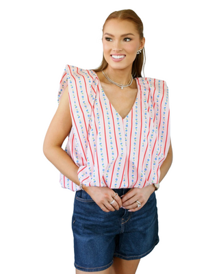 Floral Ditzy Stripe Bubble Top