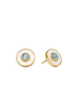 Colette Circle Stud- Chalcedony Blue