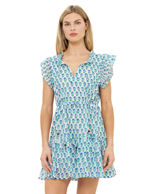 Cinched Flirty Short Dress- Boti Blue