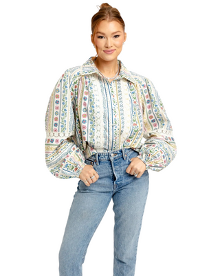 French Cottage Floral Long Sleeve Top