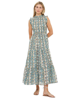Sleeveless Smocked Maxi Dress- Taj Blue