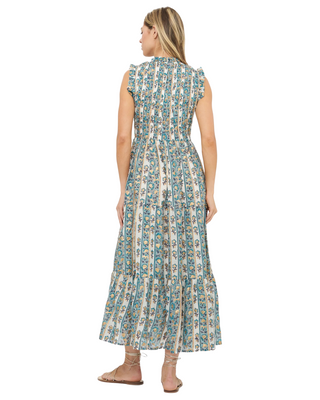 Sleeveless Smocked Maxi Dress- Taj Blue