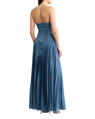 Florence Twist Front Bodice Plisse Maxi Dress- Slate