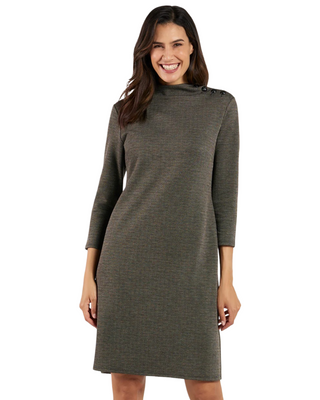 Gertie Knit Dress- Brown Glen Plaid