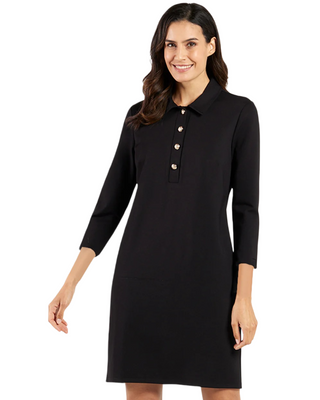 Midge Dress- Black + Gold Buttons
