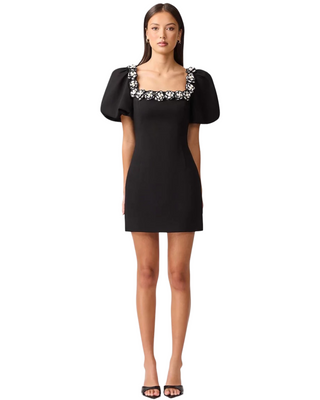 Marina Sleeve Mini Dress- Black/White