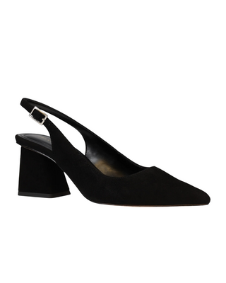Florin Slingback Pointed Toe Pump- Black Suede