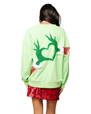 Green Grinch Heart Hands Sweatshirt