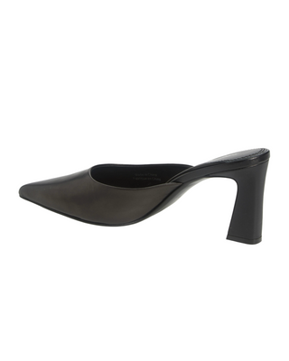 Unamused Pointed Toe Heeled Mule- Black