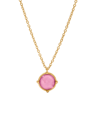 Honeybee Solitaire Necklace- Iridescent Tourmaline Pink