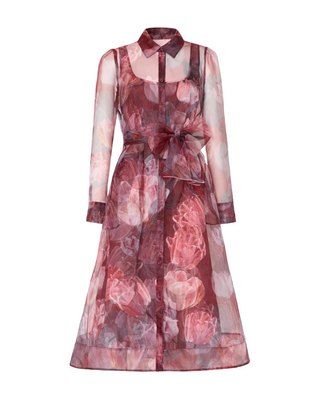 Suzie Printed Midi Dress- Red Multi