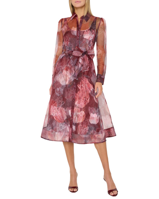 Suzie Printed Midi Dress- Red Multi