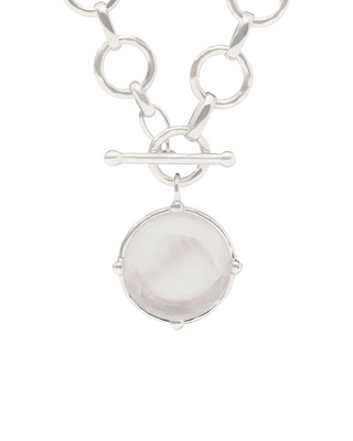 Honeybee Statement Necklace- Silver- Iridescent Clear Crystal