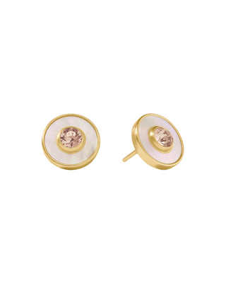 Colette Circle Stud- Gold- Champagne