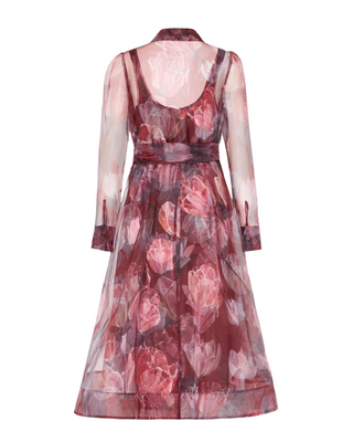 Suzie Printed Midi Dress- Red Multi