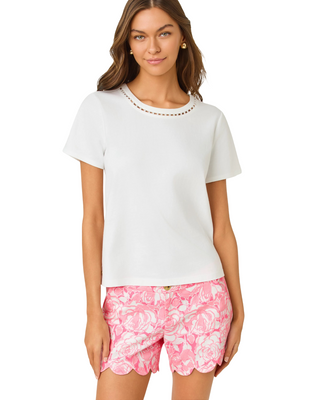 Clairmont Pearl Knit Top- Resort White