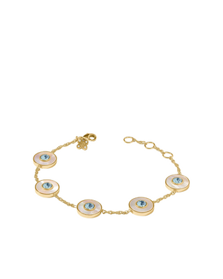 Colette Circle Delicate Bracelet- Gold- Chalcedony Blue