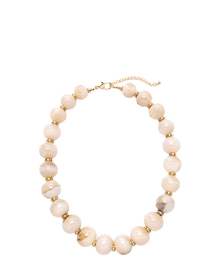 Marble Chunky Beaded Necklace- Cream