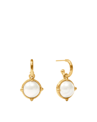 Honeybee Hoop & Charm Earring- Gold- Pearl